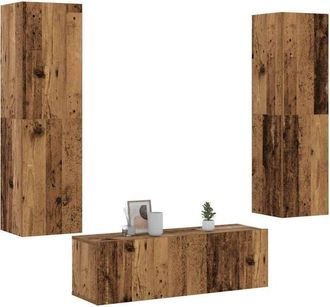 vidaXL Muebles De Tv De Pared 3 Uds Madera Vieja Madera De Ingenier&iacute;a Vidaxl