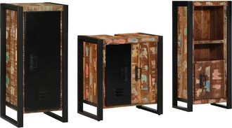 vidaXL Juego De Muebles De Ba&ntilde;o 3 Uds. Multicolor Y Negro Vidaxl