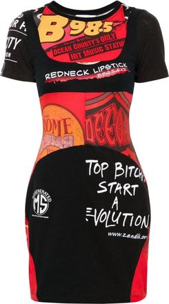 Marine Serre Regenerated Graphic T-shirt minidress - women - Recycled Polyamide/Recycled Spandex/Cotton - S - Black