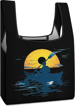Generic Kayaker Canoeing Paddling Boat Shopping Bag Reusable Grocery Tote Bag Foldable Handbag for Travel Picnic