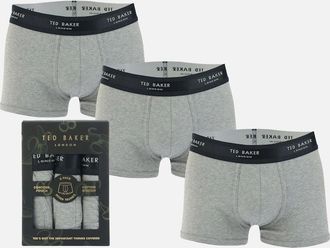 Ted Baker Mens Mens 3-Pack Cotton Boxers - Mens 3-Pack Trunks - Mens Three Pack Cotton Fashion Trunk - Grey - Size: 32/30/31