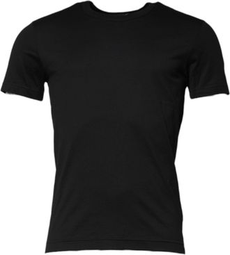 Dolce & Gabbana Black Cotton Short Sleeves Round Neck Mens T-shirt