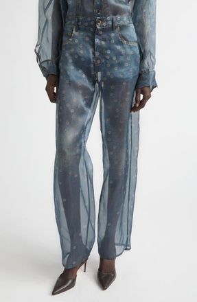 Haikure Bonnie Trompe lOeil Silk Organza Straight Leg Pants at Nordstrom, Size 26