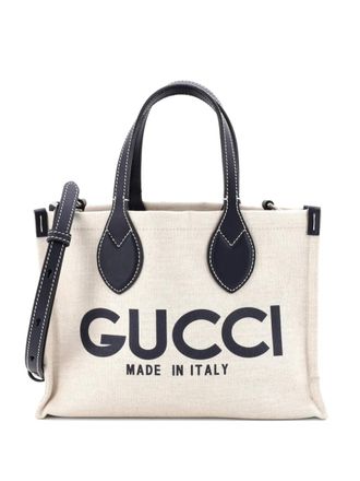 Gucci Logo Shopper Tote Printed Canvas Small shoulder bag - Blue
