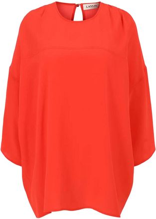 Lanvin Red Round Neck Fluid Silk Top