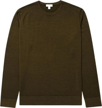 Sunspel Maglia girocollo in lana merino - - Knitwear - Uomo - Verde - M