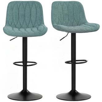 HOMCOM Bar Stools Set Of 2 - Modern Armless Bar Chairs - Blue | TJ Hughes