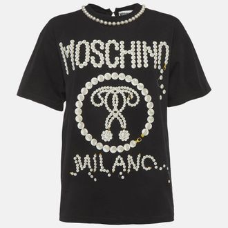 Moschino Moschino Black Pearl Print Jersey Oversized T-Shirt XXS