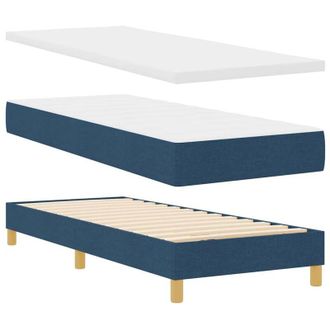 vidaXL Cama Con Somier Y Colch&oacute;n Crema 90x200 Cm Fabric Azul Vidaxl