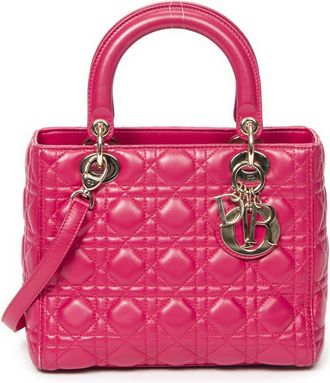 Dior Pre-owned Womens Medium Lady Zip Shoulder Bag - Pink - One Size