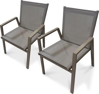 DCB Garden Dcb Garden - Floride - Conjunto De 2 Sillones De Jard&iacute;n Apilables De Aluminio Cuarzo