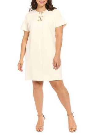 London Times Novelty Trim Shift Dress in Whisper White at Nordstrom Rack, Size 20W