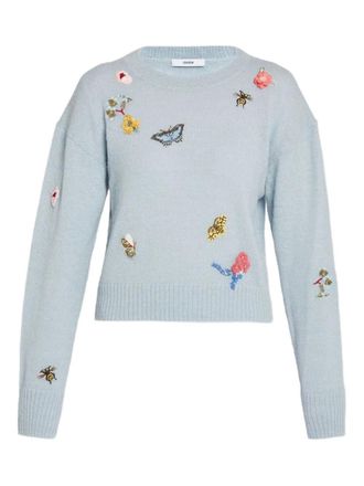 Erdem embellished crew neck sweater - Blue