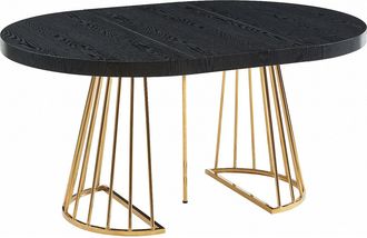 Vente-Unique Mesa de comedor extensible 2 a 12 comensales de MDF y acero - Negro y dorado - FIRELA