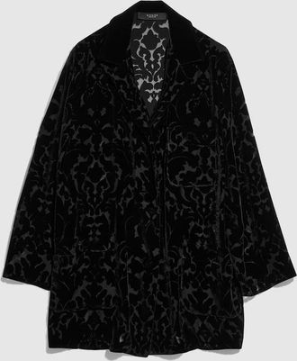 Gucci Floral Devor&eacute; Velour Shirt, Black, Ready-to-wear