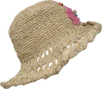 Gheri Hemp Cotton Straw Sun Hat Panama Wide Brim Summer Holiday Colorful Rainbow J