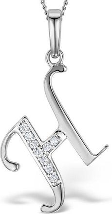 The Diamond Store 9K White Gold Diamond Initial H Necklace 0.05ct