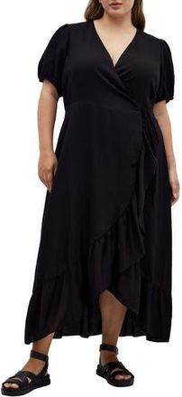 City Chic Sarina Maxi Wrap Dress in Black at Nordstrom Rack, Size M/18W