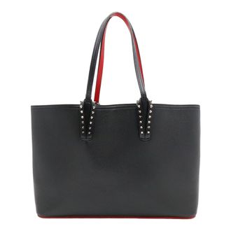 Christian Louboutin Black Red Color Leather Rubber Handbag Pouch Shoulder Bag Tote Bag (Pre-Owned)