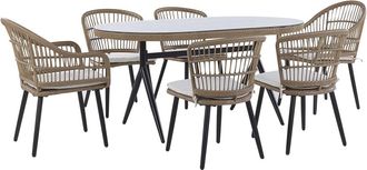 Beliani Conjunto de comedor 6 personas de ratán sintético natural