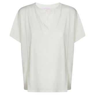 Absolut Cashmere Tiffany Polo Aperta Lino - Dames - T-shirts - Wit - S - Linnen - Tops