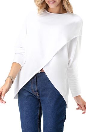 Accouch&eacute;e Let Loose Crossover Long Sleeve Maternity/Nursing Knit Top in White at Nordstrom, Size X-Large