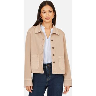 Yumi Canvas Patch Pocket Jacket in Beige at Nordstrom, Size 12