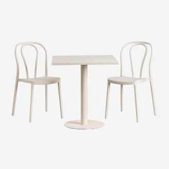 Sklum Set De Mesa Cuadrada 70x70 Cm Y 2 Sillas De Jard&iacute;n Mizzi Sklum