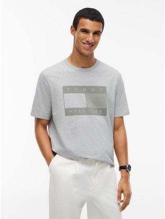 Tommy Hilfiger Mens Tonal Flag Logo T-Shirt - Grey Heather - XXL