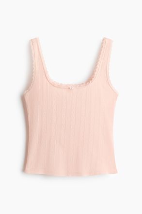H&M Baumwoll-Tanktop mit Pointellemuster - Helles Pfirsichrosa