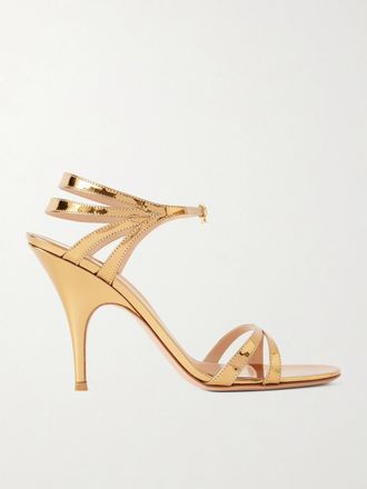 Gianvito Rossi Sandali In Pelle Lucida 95 - Oro