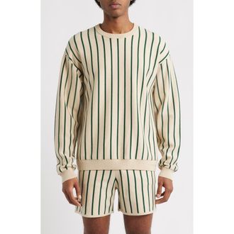 MAVRANS Emerald Stripe Crewneck Sweater in Green at Nordstrom, Size Xx-Large