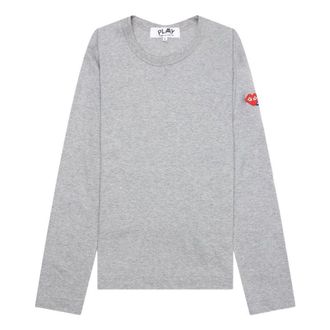 Comme Des Gar&ccedil;ons (WMNS) COMME des GARCONS PLAY SS25 x Invader Double Pixel Heart Long Sleeve T-Shirt Gray AZ-T329-051-2
