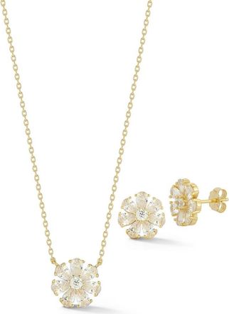 Glaze Jewelry Cubic Zirconia Pendant Necklace & Stud Earrings Set in Gold at Nordstrom Rack
