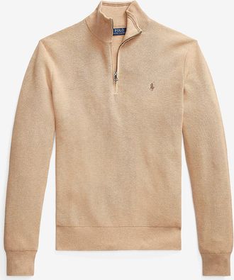 Polo Ralph Lauren Piqué-Strick-Pullover mit Stehkragen und Reissverschluss Pony
