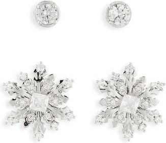 Nadri Set of 2 Snowflake Stud Earrings in Rhodium at Nordstrom Rack