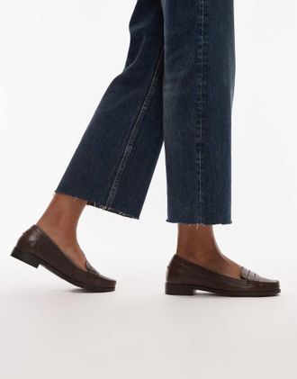 Bronx New-Rana - Mocassini college in pelle color cioccolato-Marrone