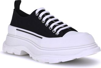 Alexander McQueen Mens Tread Slick Sneakers Black-White Upper: Canvas; Sole: Rubber Black/white