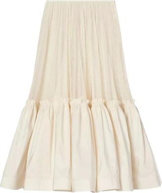 Tory Burch Dames, Rokken, Beige, Maat: 2XS Katoen