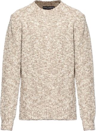 Dolce & Gabbana Wollen trui - Heren - Ronde hals truien - Beige - S - Wol - Truien & Vesten