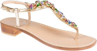 Emanuela Caruso Capri Womens Handmade Jewel Sandals with Precious Stones | Handcrafted Footwear, Leather Sole Beaten According to Caprese Tradition, 2.5 cm Heel, Size 35