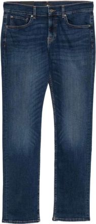7 For All Mankind Straight jeans met faded-effect - Heren - Jeans - Blauw - Maat: W34 Katoen