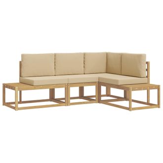 vidaXL Conjunto De Sof&aacute;s De Exterior 3 Pieza Y Beige Poli&eacute;ster Vidaxl