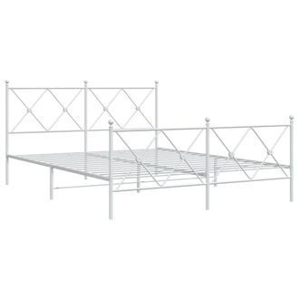 Berkfield Home Metal Bed Frame without Mattress with Footboard White 150x200cm | Size: 150x200 cm