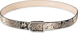D&eacute;hanche Mija Snakeskin Print Leather Belt in Ivory Snakeskin Print/Silver at Nordstrom, Size X-Large