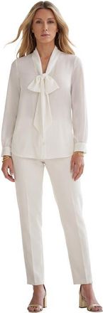 Roaman's Long Sleeve Bow Blouse in White at Nordstrom, Size 20