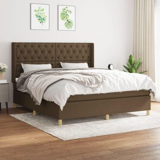 vidaXL Cama Box Spring Con Colch&oacute;n Tela Marr&oacute;n Oscuro 160x200 Cm Vidaxl