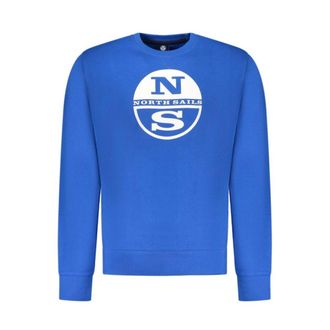 North Sails Hoodies & sweatvesten, Heren, Blauw, XL, Katoen, Katoenen sweatshirt met geribbelde zoom en manchetten