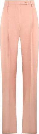 Alberta Ferretti Klassieke Broek met Hoge Taille - Dames - Broeken - Roze - XS - Wol - Broeken