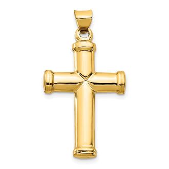 Diamond2Deal 14k Yellow Gold Polished Stamping Cross Pendant